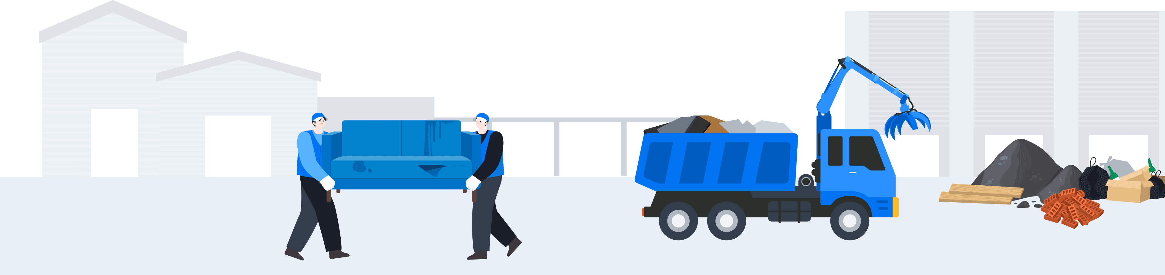 폐기물 처리 서비스 안내 일러스트