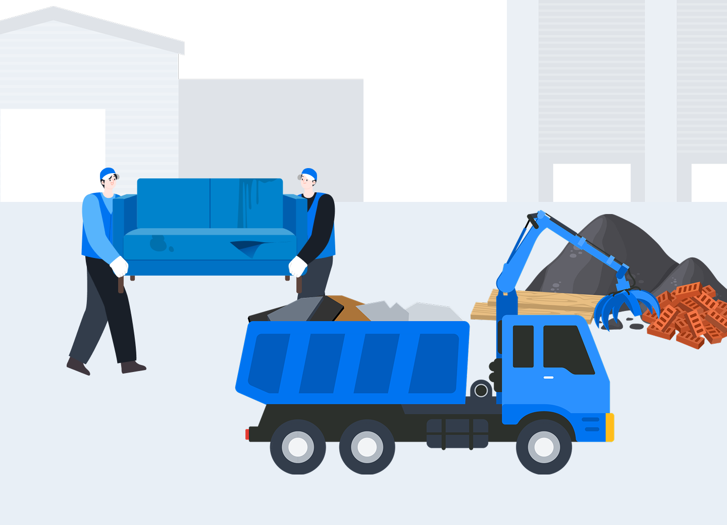 폐기물 처리 서비스 안내 일러스트